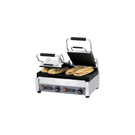 Grill Panini Double Premium Rainurée - Lisse avec minuteur