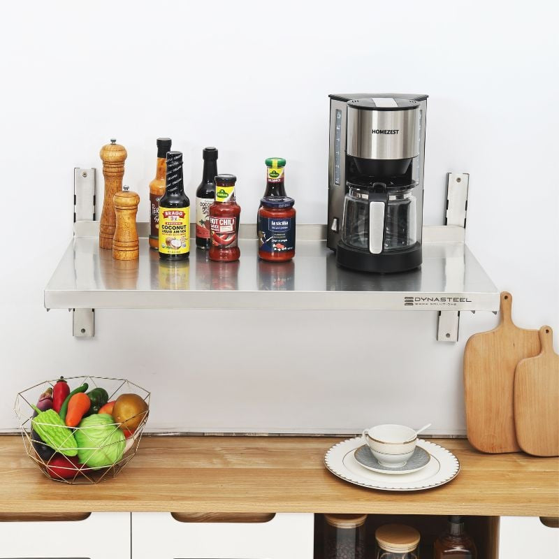 Etagère Murale en Inox sur Crémaillères - L 800 x P 400 mm