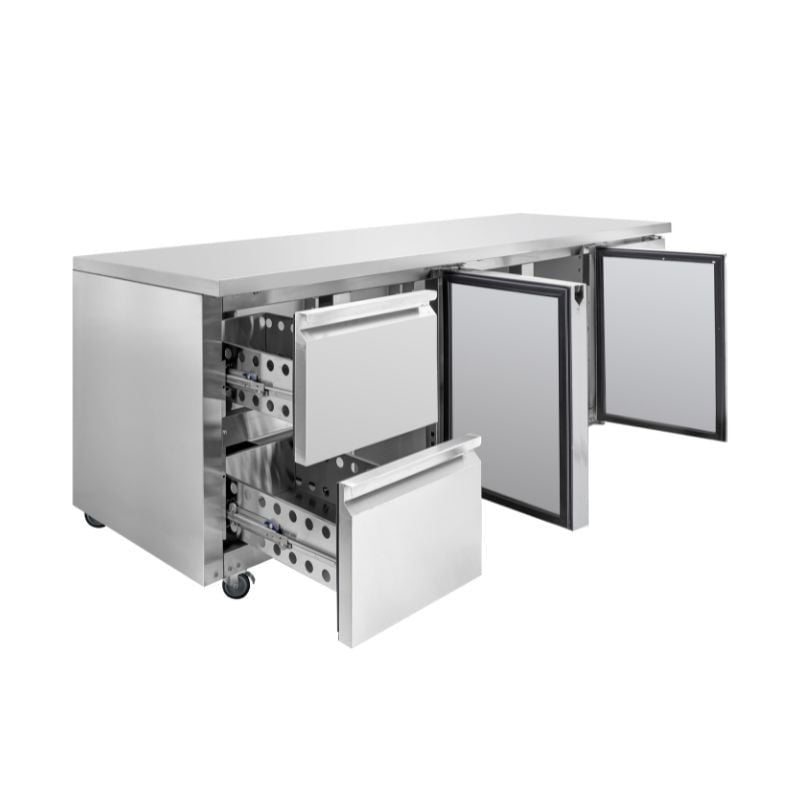 Table Réfrigérée Positive - 3 Portes et 2 Tiroirs - vue 3