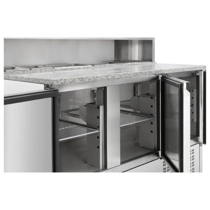 Meuble à Pizza Réfrigéré - 3 Portes - 8 Bacs GN 1/6 - vue 3