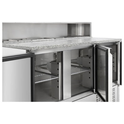 Meuble à Pizza Réfrigéré - 3 Portes - 8 Bacs GN 1/6 - vue 3