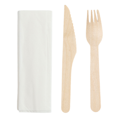 Set de Couverts en Bois 3 Pièces : Couteau, Fourchette , Serviette - Lot de 250 - vue 4