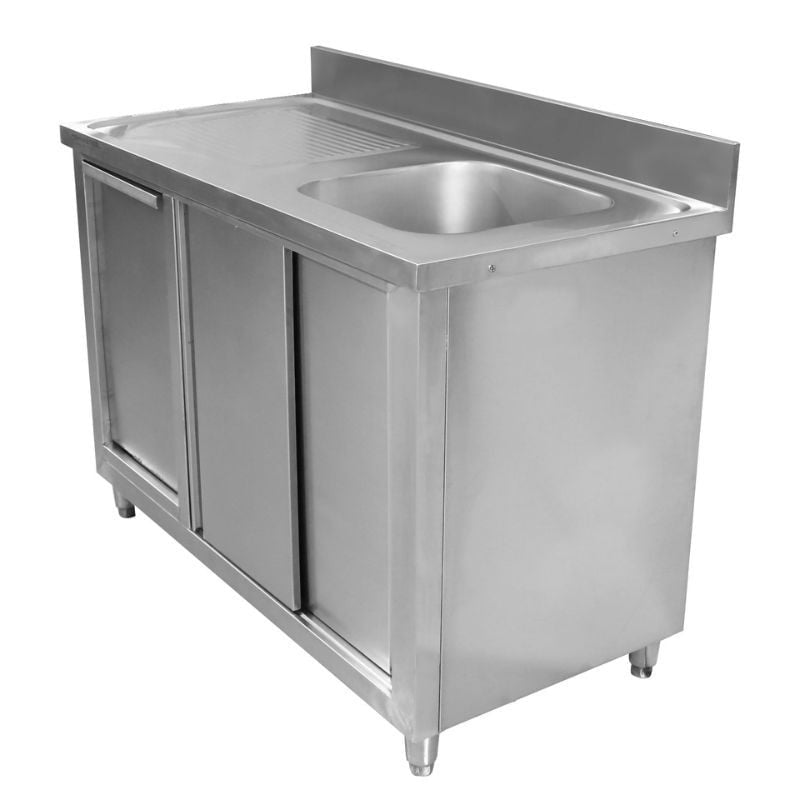 Meuble Plonge 1 Bac avec Dosseret et Poubelle - 1200 x 600 mm - vue 5