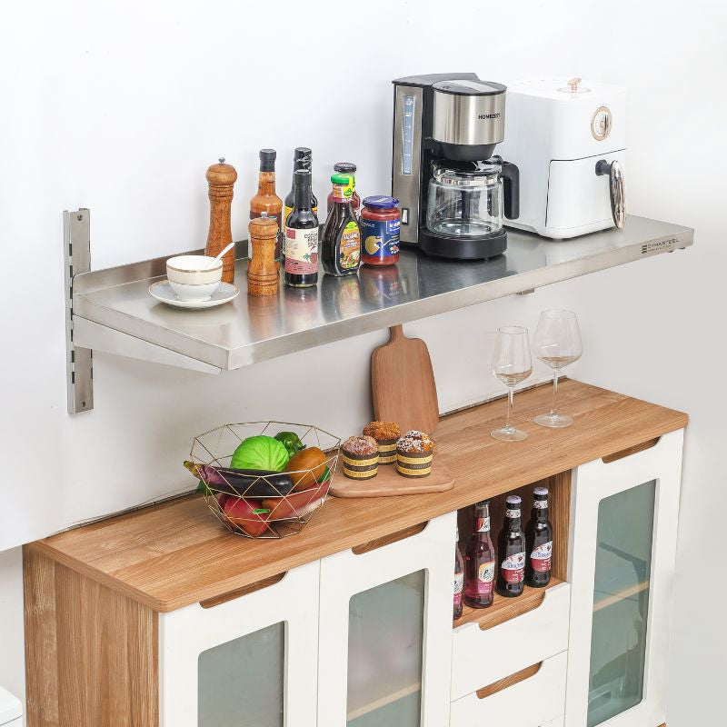 Etagère Murale en Inox sur Crémaillères - L 1200 x P 400 mm - vue 2