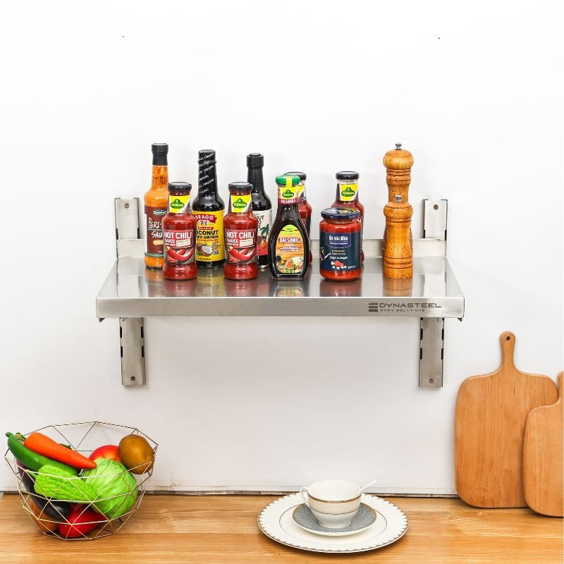Etagère Murale en Inox sur Crémaillères - L 800 x P 300 mm - vue 7