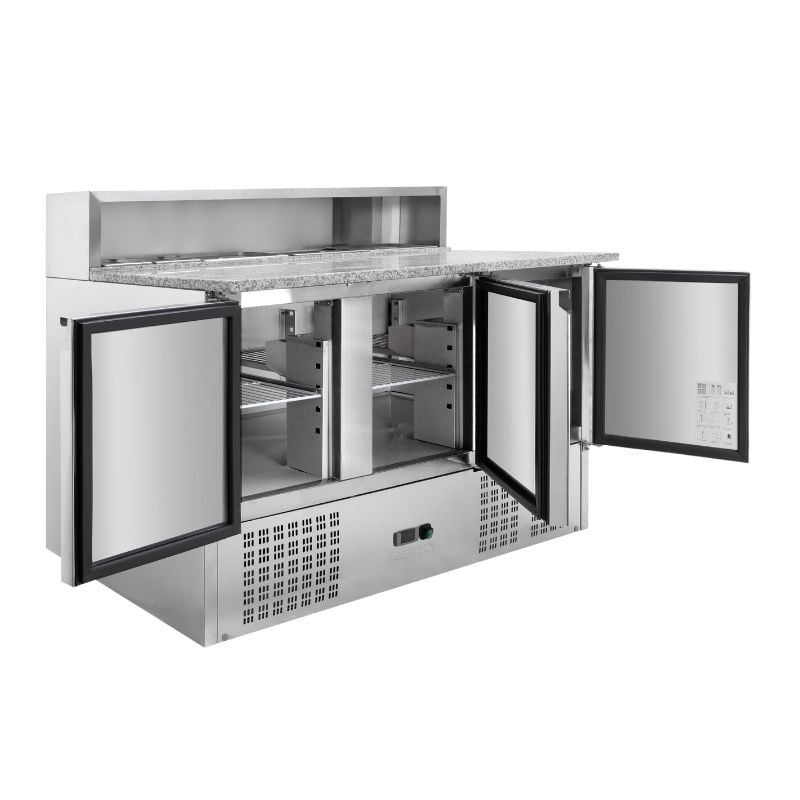 Meuble à Pizza Réfrigéré - 3 Portes - 8 Bacs GN 1/6 - vue 2