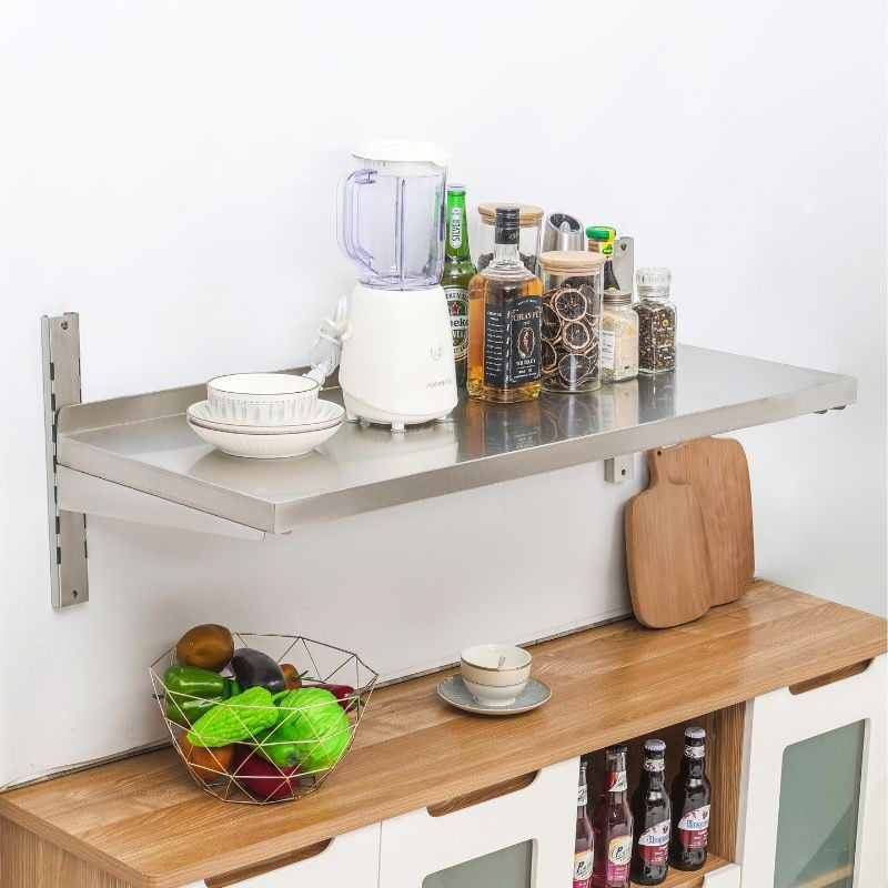 Etagère Murale en Inox sur Crémaillères - L 1000 x P 400 mm