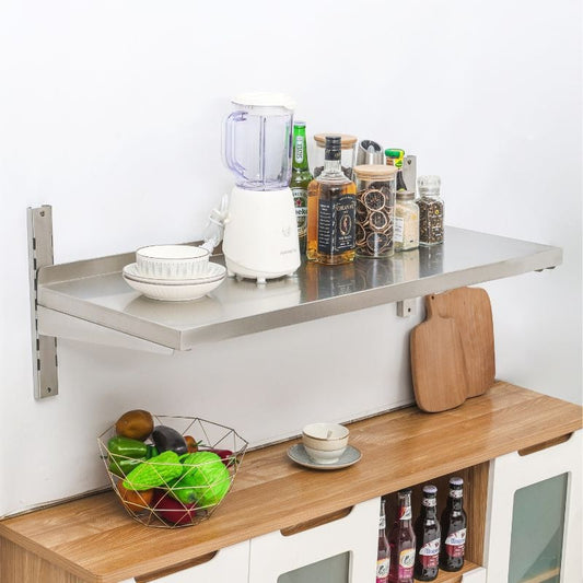 Etagère Murale en Inox sur Crémaillères - L 1000 x P 400 mm