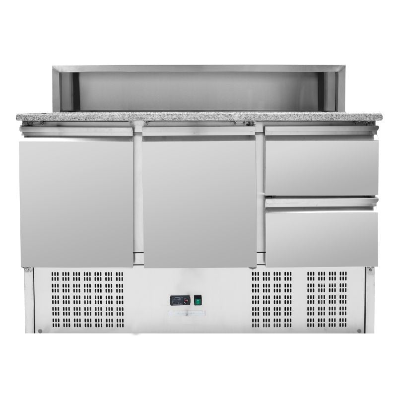 Meuble à Pizza Réfrigéré Toit Inox 8 x GN1/6 - 2 Portes et 2 Tiroirs - vue 4