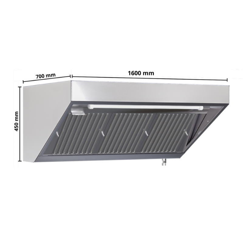 Hotte Snack Profondeur 700 avec Led et Sans Moteur - Longueur 1600 - vue 8