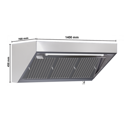 Hotte Snack Profondeur 700 avec Led et Sans Moteur - Longueur 1400 - vue 8
