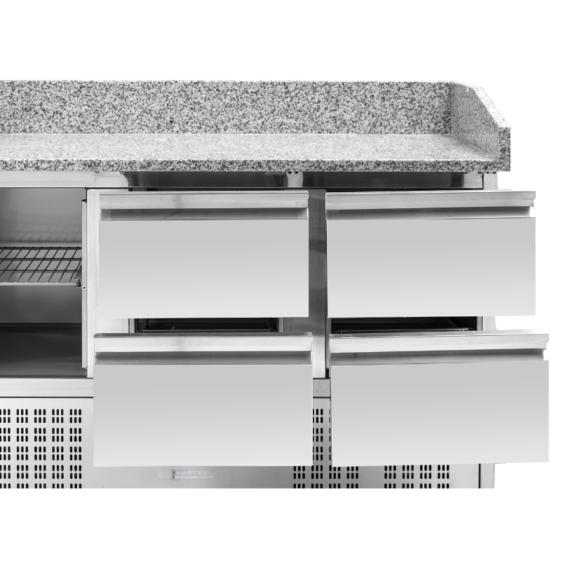 Meuble à Pizza Réfrigéré Compact 600x400 - 1 Porte et 4 Tiroirs - vue 7