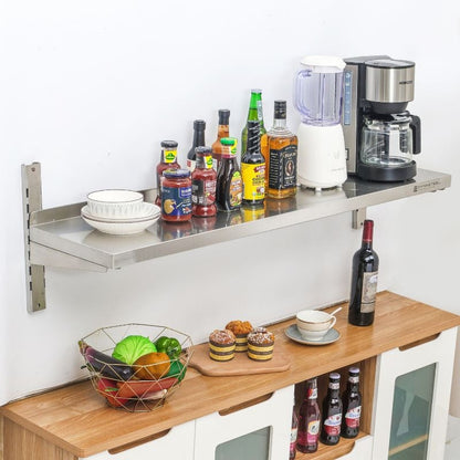 Etagère Murale en Inox sur Crémaillères - L 1200 x P 300 mm - vue 2