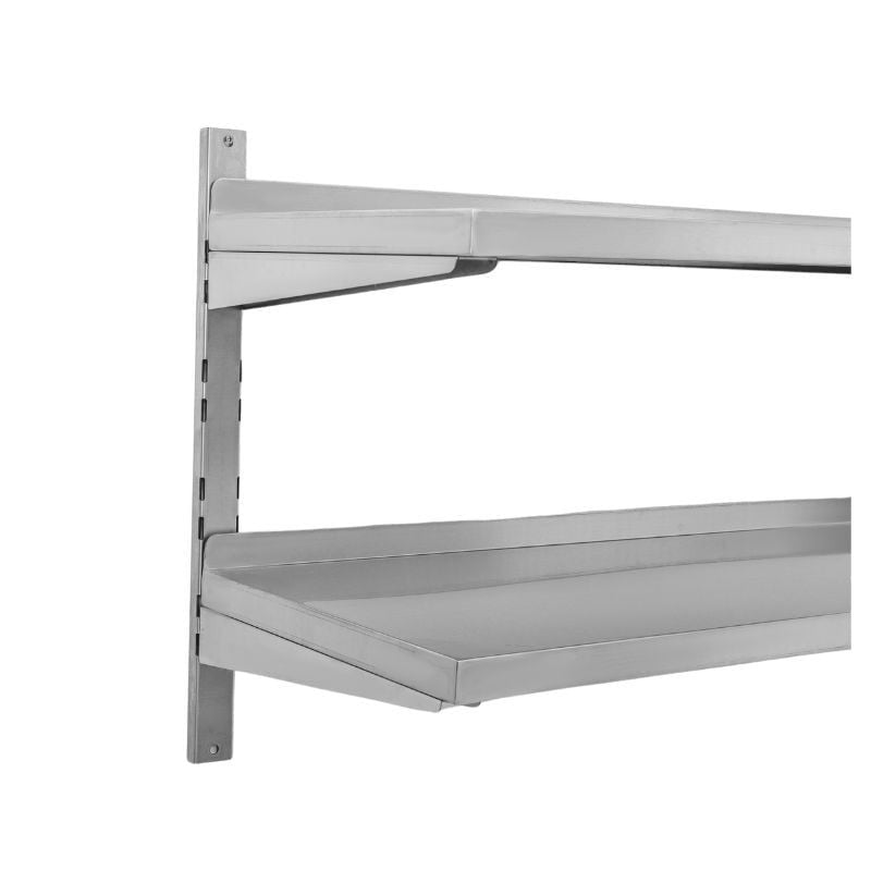 Etagère Murale en Inox sur Crémaillères 2 Niveaux  - L 1000 x P 400 mm - vue 3