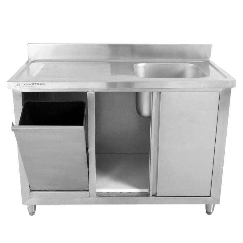 Meuble Plonge 1 Bac avec Dosseret et Poubelle - 1200 x 600 mm - vue 6