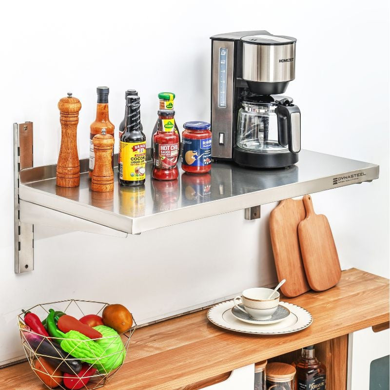 Etagère Murale en Inox sur Crémaillères - L 800 x P 400 mm - vue 2