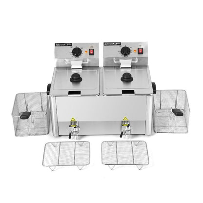 Friteuse Professionnelle 2 x 8 L avec Vidange - vue 2