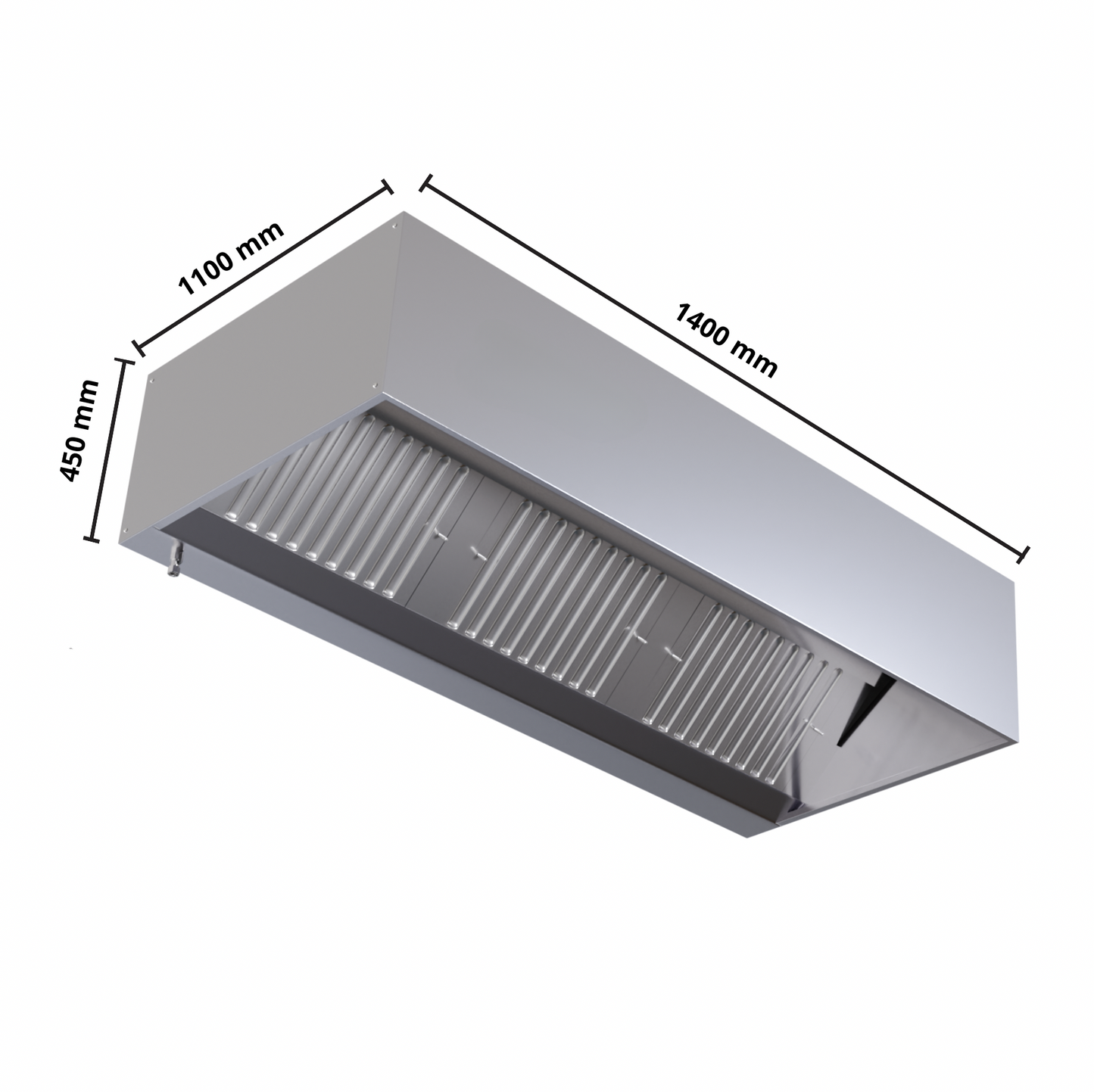 Hotte Cubique 1100 avec Led et Sans Moteur - Longueur 1400 - vue 10