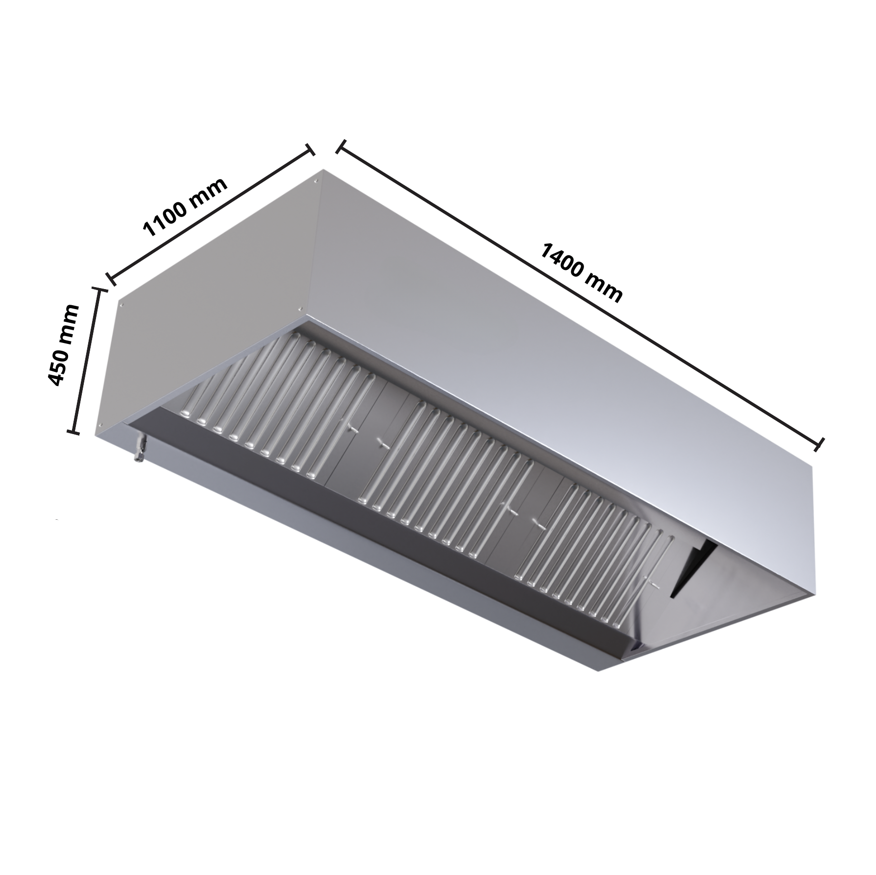 Hotte Cubique 1100 avec Led et Sans Moteur - Longueur 1400 - vue 10