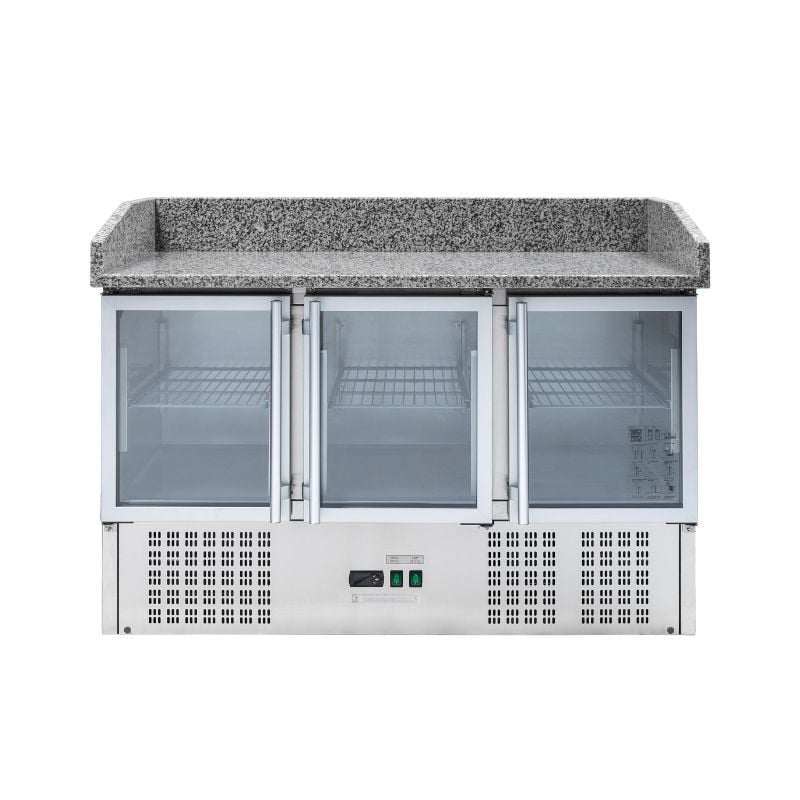 Meuble à Pizza Réfrigéré Compact 600x400 - 3 Portes Vitrées