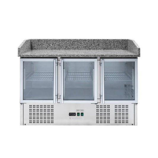 Meuble à Pizza Réfrigéré Compact 600x400 - 3 Portes Vitrées