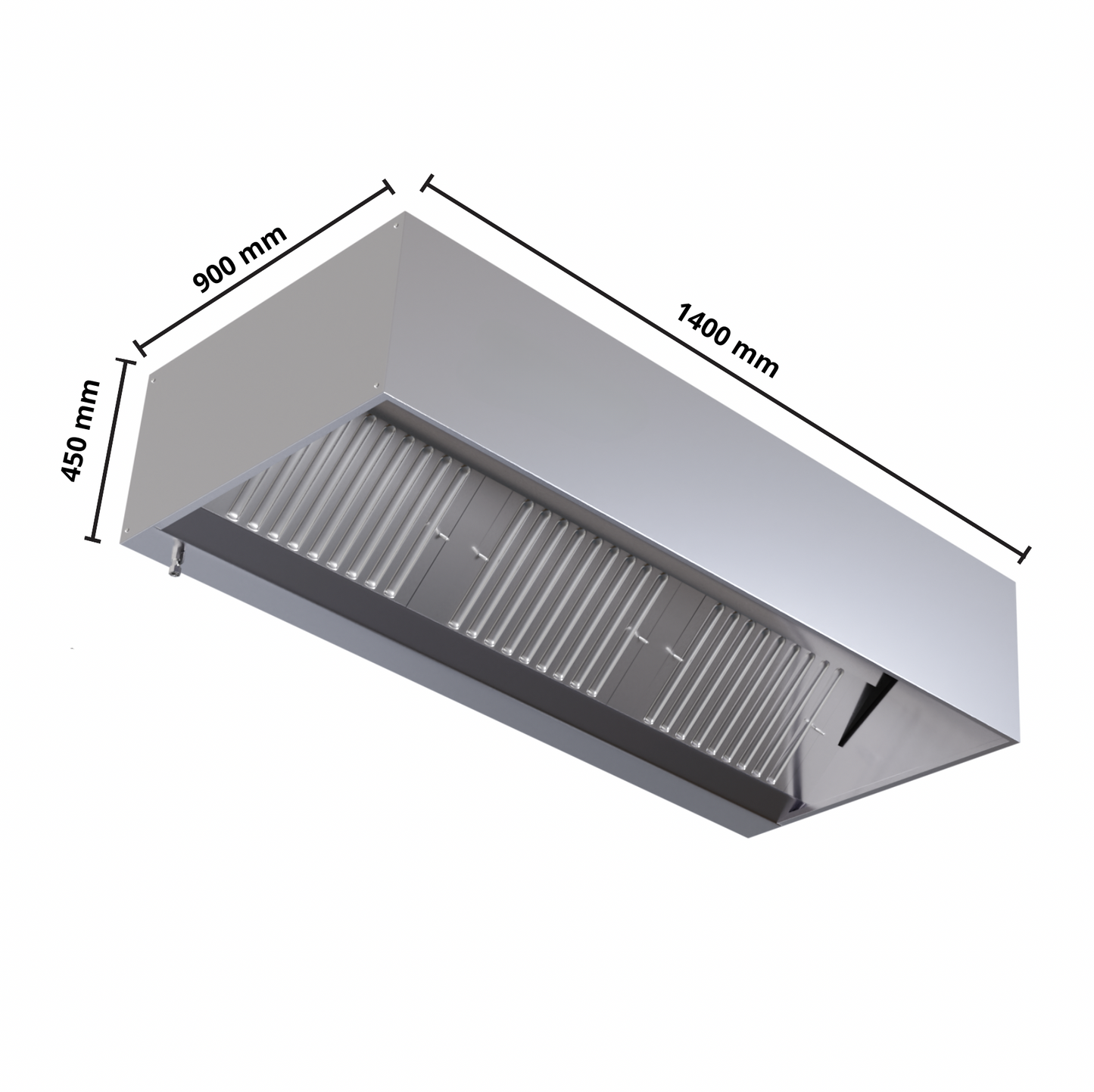 Hotte Cubique 900 avec Led et Sans Moteur - Longueur 1400 - vue 10