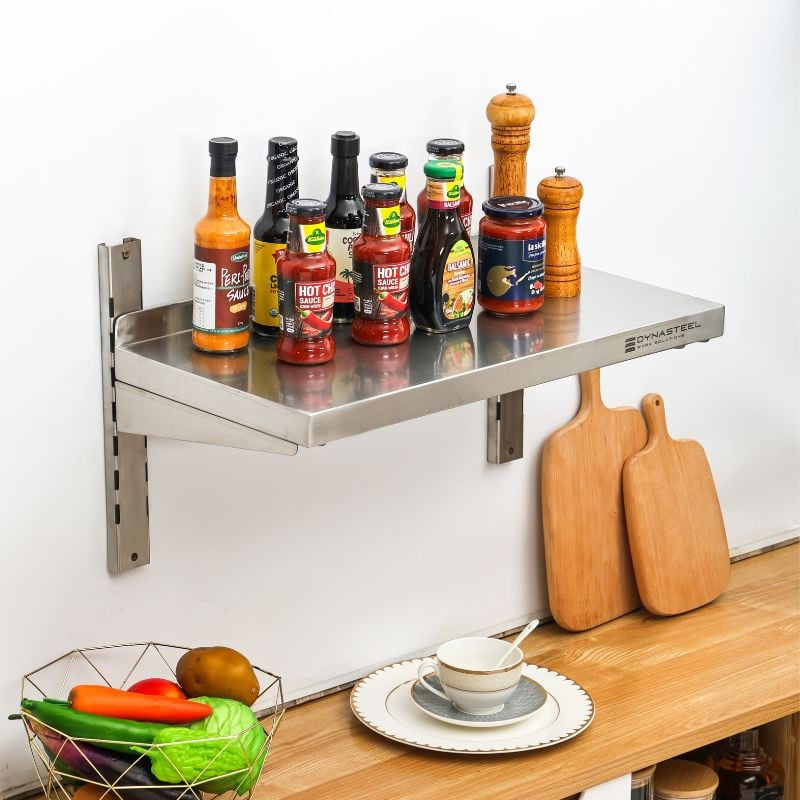 Etagère Murale en Inox sur Crémaillères - L 800 x P 300 mm - vue 6