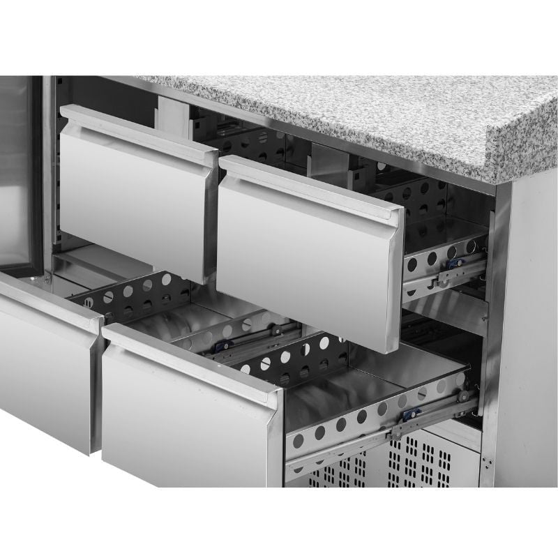 Meuble à Pizza Réfrigéré Compact 600x400 - 1 Porte et 4 Tiroirs - vue 4