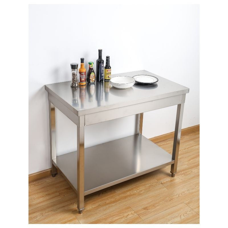 Table Inox Centrale avec Etagère - 1600 x 600 mm - vue 8