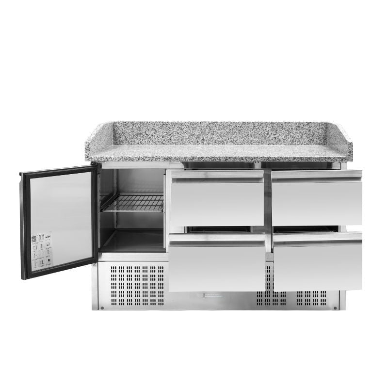 Meuble à Pizza Réfrigéré Compact 600x400 - 1 Porte et 4 Tiroirs - vue 2