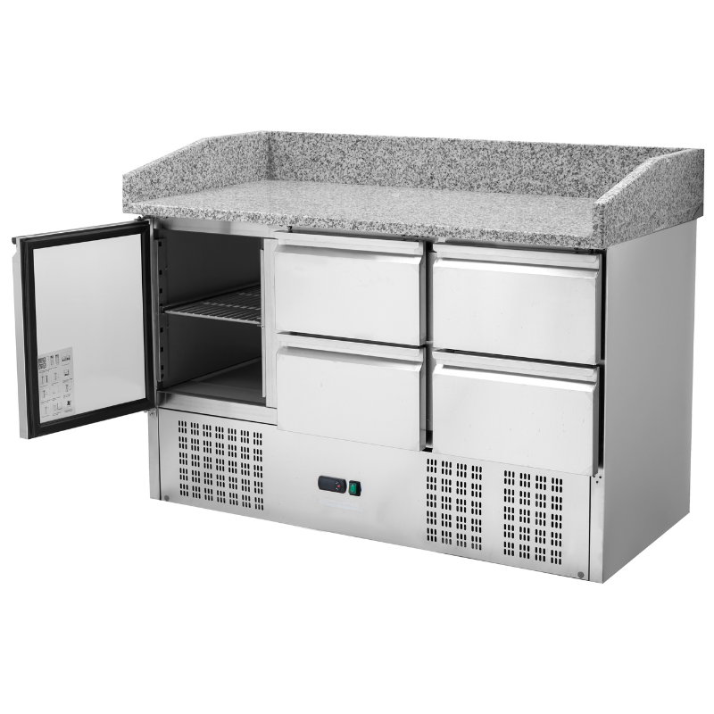Meuble à Pizza Réfrigéré Compact 600x400 - 1 Porte et 4 Tiroirs - vue 8