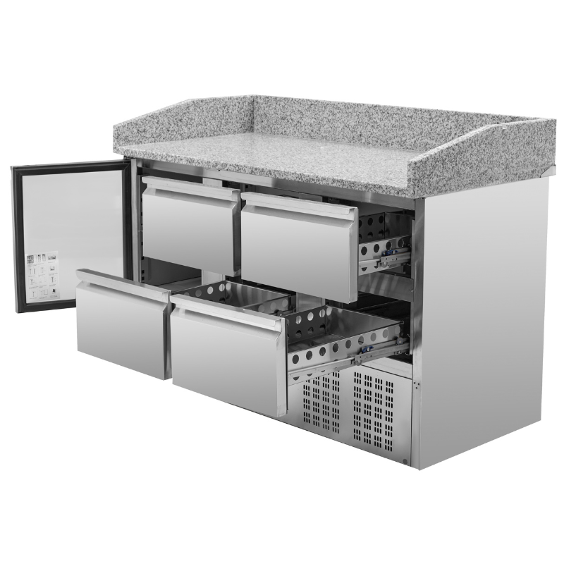 Meuble à Pizza Réfrigéré Compact 600x400 - 1 Porte et 4 Tiroirs - vue 9