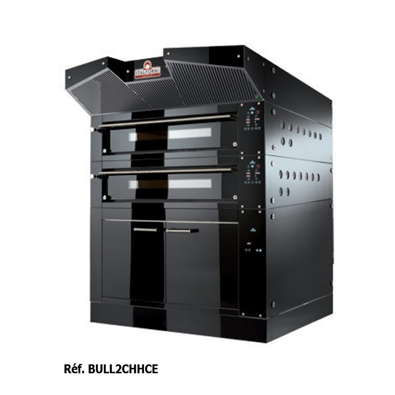 Four à pizza avec cellule de levage hauteur 800 mm - Série BULL - 2 chambres - 2 x 12 ou 2 x 9 pizzas - Italforni