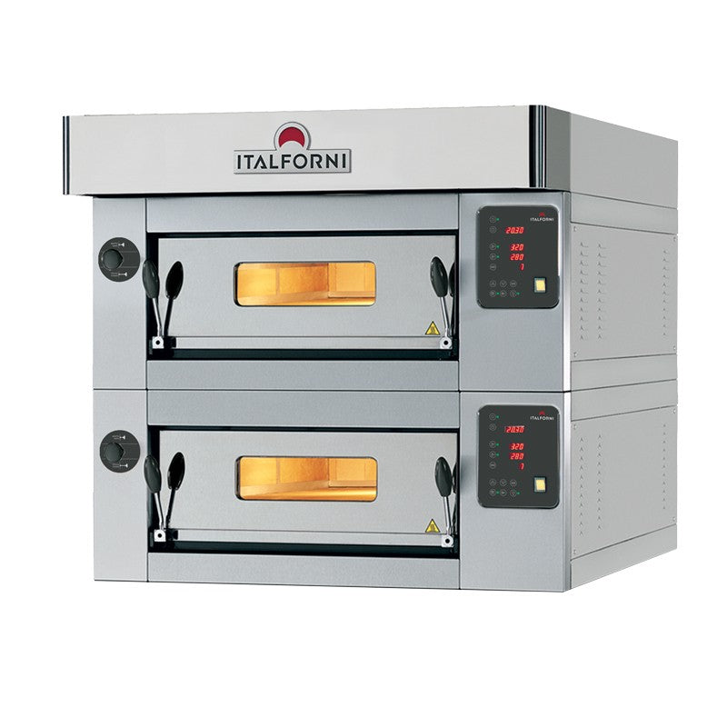 Four à pizza avec finition - Inox - Série CL - 2 chambres - 12 pizzas - Commandes digitales - Italforni
