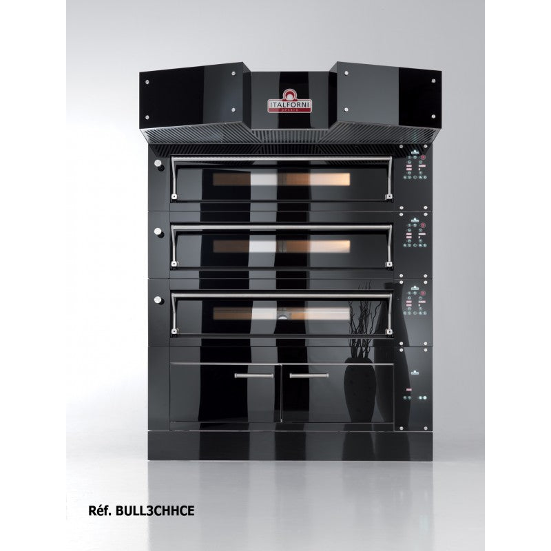 Four à pizza avec support acier inox hauteur 500 mm - 3 chambres - 3 x 12 ou 3 x 9 pizzas - Italforni