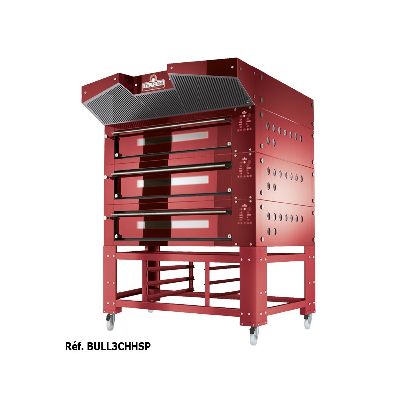 Four à pizza avec support acier inox hauteur 500 mm - 3 chambres - 3 x 12 ou 3 x 9 pizzas - Italforni