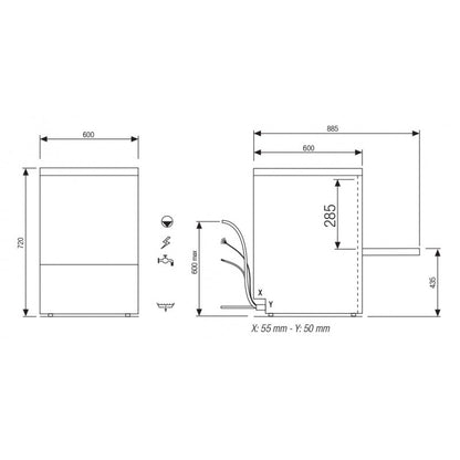 Lave-vaisselle - STEELTECH V1 - Panier 500 x 500 mm - Avec pompe de vidange - Sans adoucisseur - Colged
