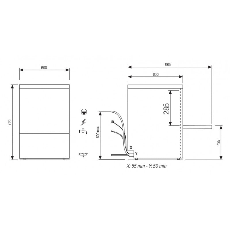 Lave-verres - 15 litres - NEOTECH V1 - Panier 500 x 500 mm - Sans adoucisseur - Colged
