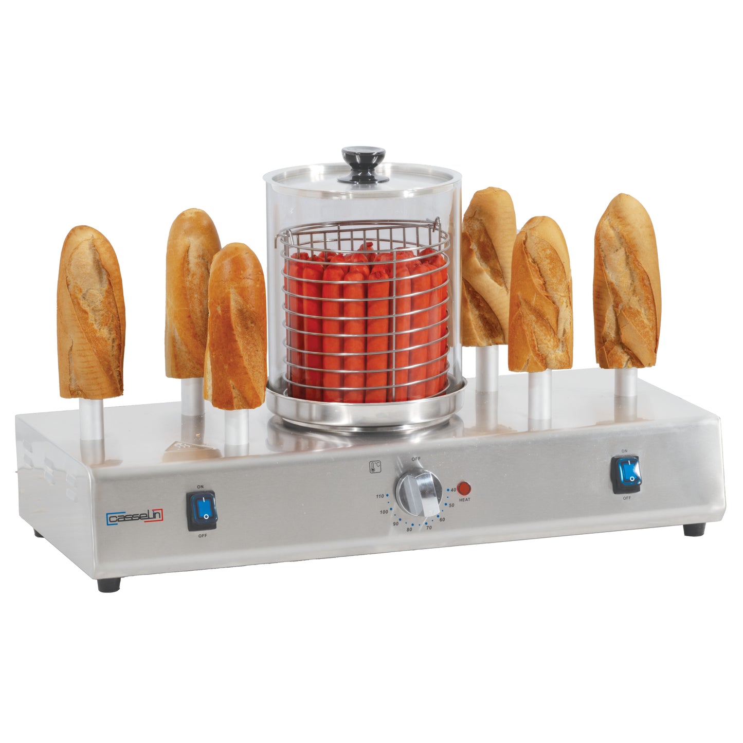Machine à hot dog 6 plots chauffants - Casselin