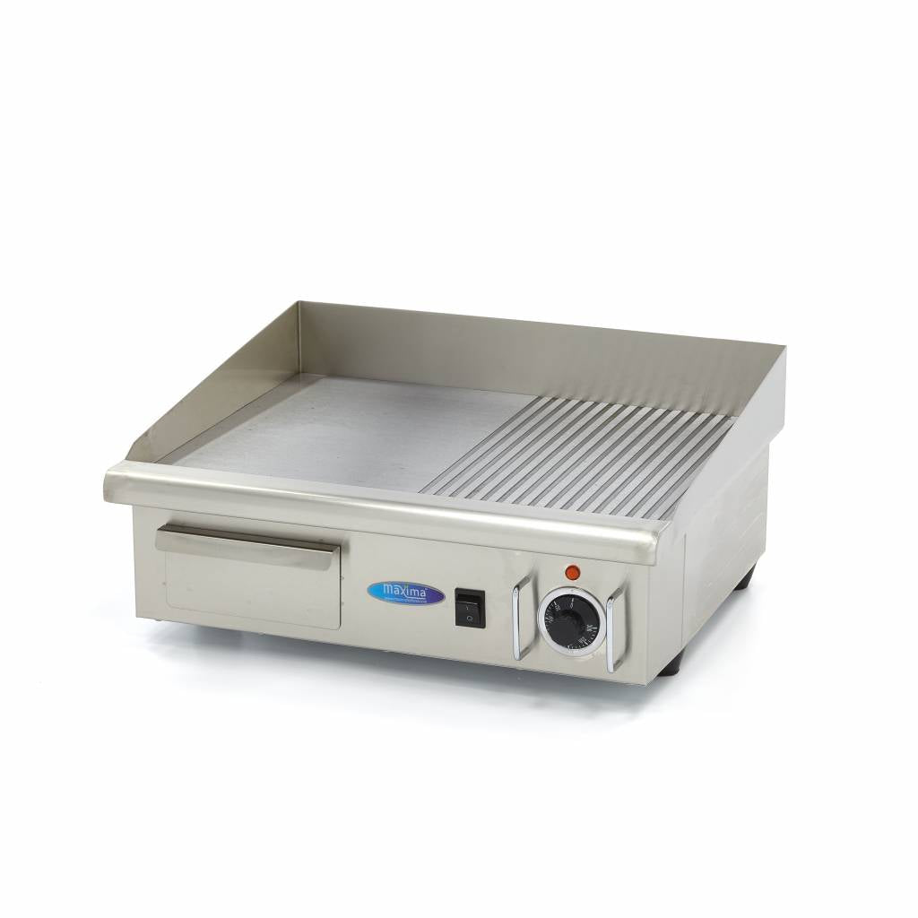 Plancha - demi-rainuré - 55 cm - incl plateau d'égouttement