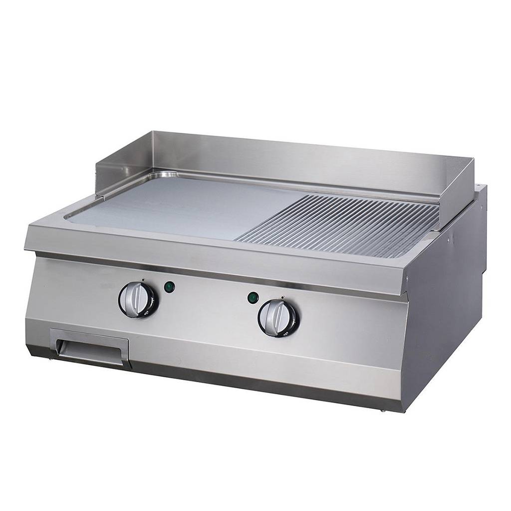 Plancha - demi-rainuré - unité double - profondeur 70 cm - électrique