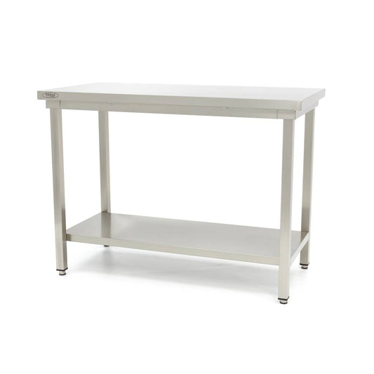 Table en acier inoxydable - 60 x 60 cm - hauteur réglable - avec étagère de rangement