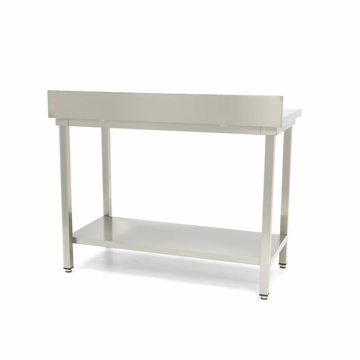 Table en acier inoxydable - 60 x 70 cm - hauteur réglable - avec dosseret