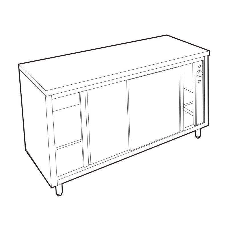 Meuble central inox chauffant profondeur 700 mm - Longueur 1800 mm - Simple face - Nosem