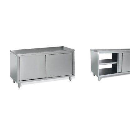 Meuble de rangement inox profondeur 700 mm - Longueur 1400 mm - Central simple face - Nosem