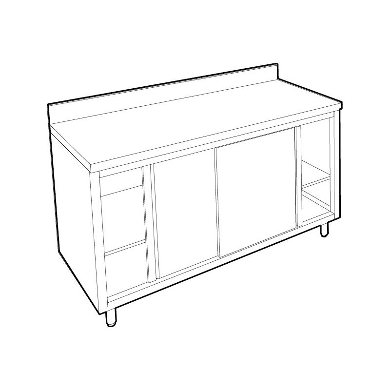 Meuble de rangement inox profondeur 700 mm - Longueur 1800 mm - Adossé simple face - Nosem