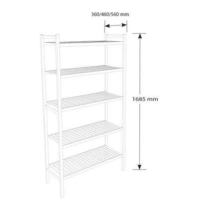 Rayonnage duralinox 5 niveaux - Prof. 560 mm x Larg. 1197 mm - Nosem