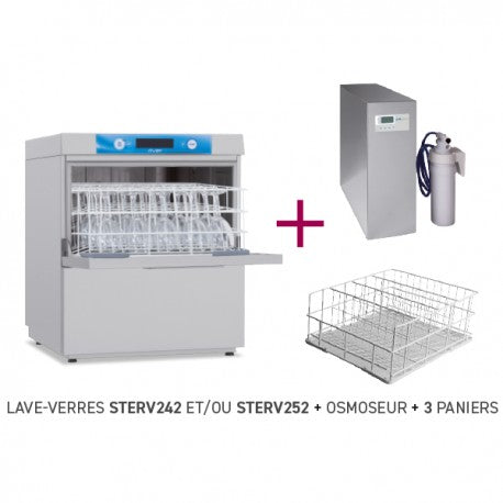 Lave-verres avec Osmoseur - Panier 500 x 500 mm - Triphasé - Hauteur  720