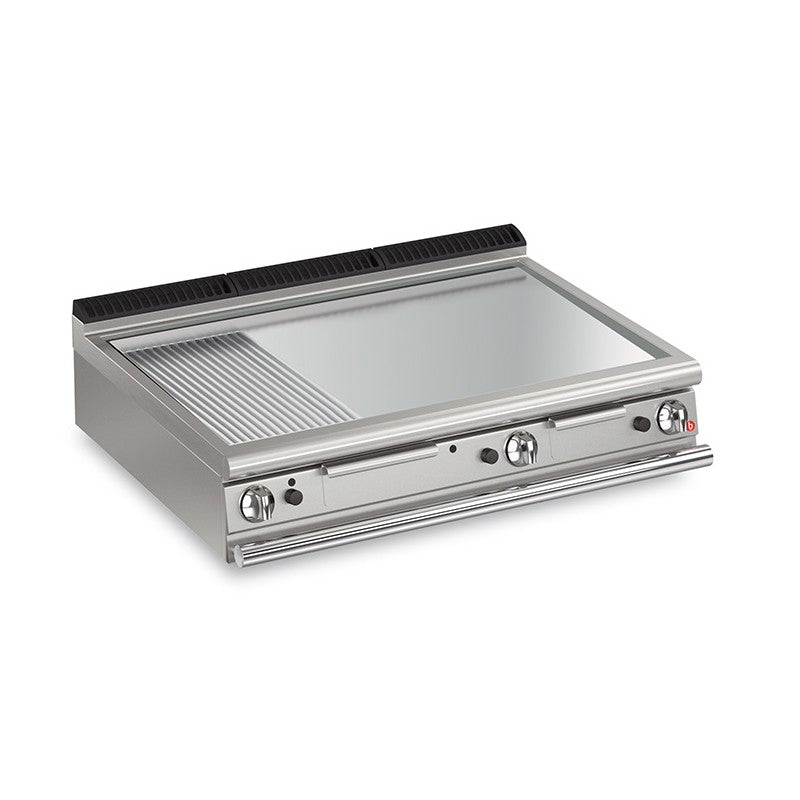 Plancha 1/3 rainurée gaz avec revêtement chrome dur - Largeur 1200 mm - Gamme QUEEN 700 - Baron