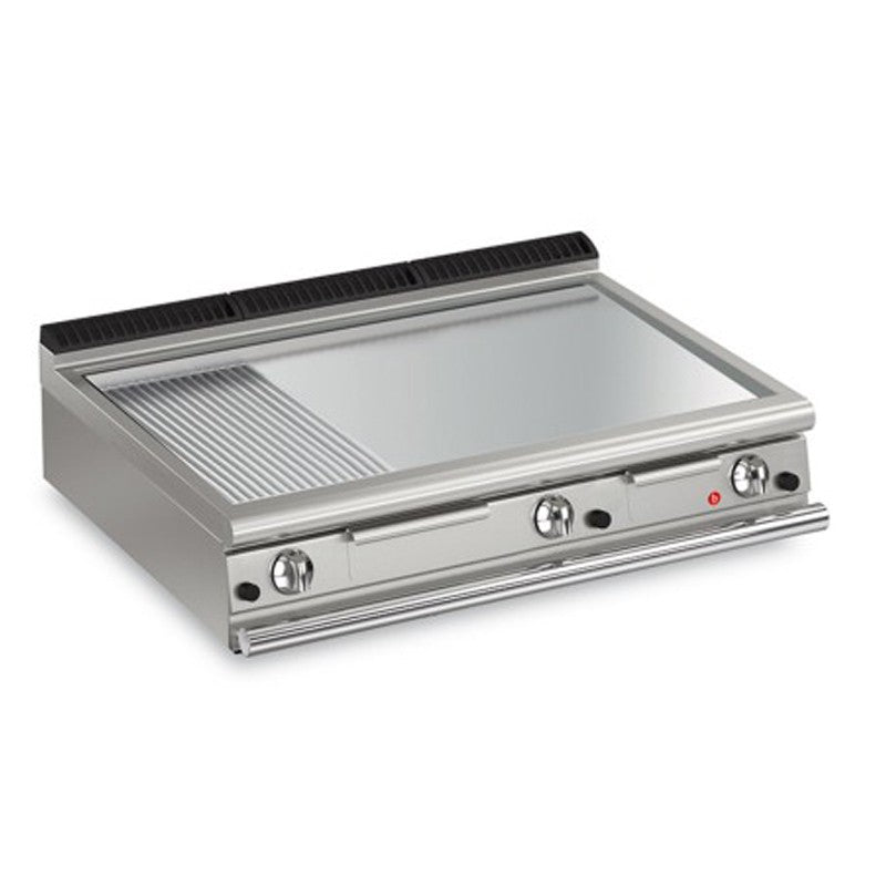 Plancha 1/3 rainurée gaz avec revêtement chrome dur - Largeur 1200 mm - Gamme QUEEN 900 - Baron